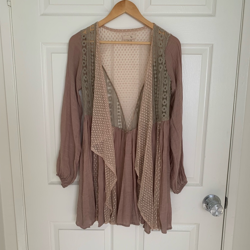 RYU Vintage Pink Goth Fairy Lace Ruffle Floral Cardigan Kimono Jacket (*) - Picture 4 of 4